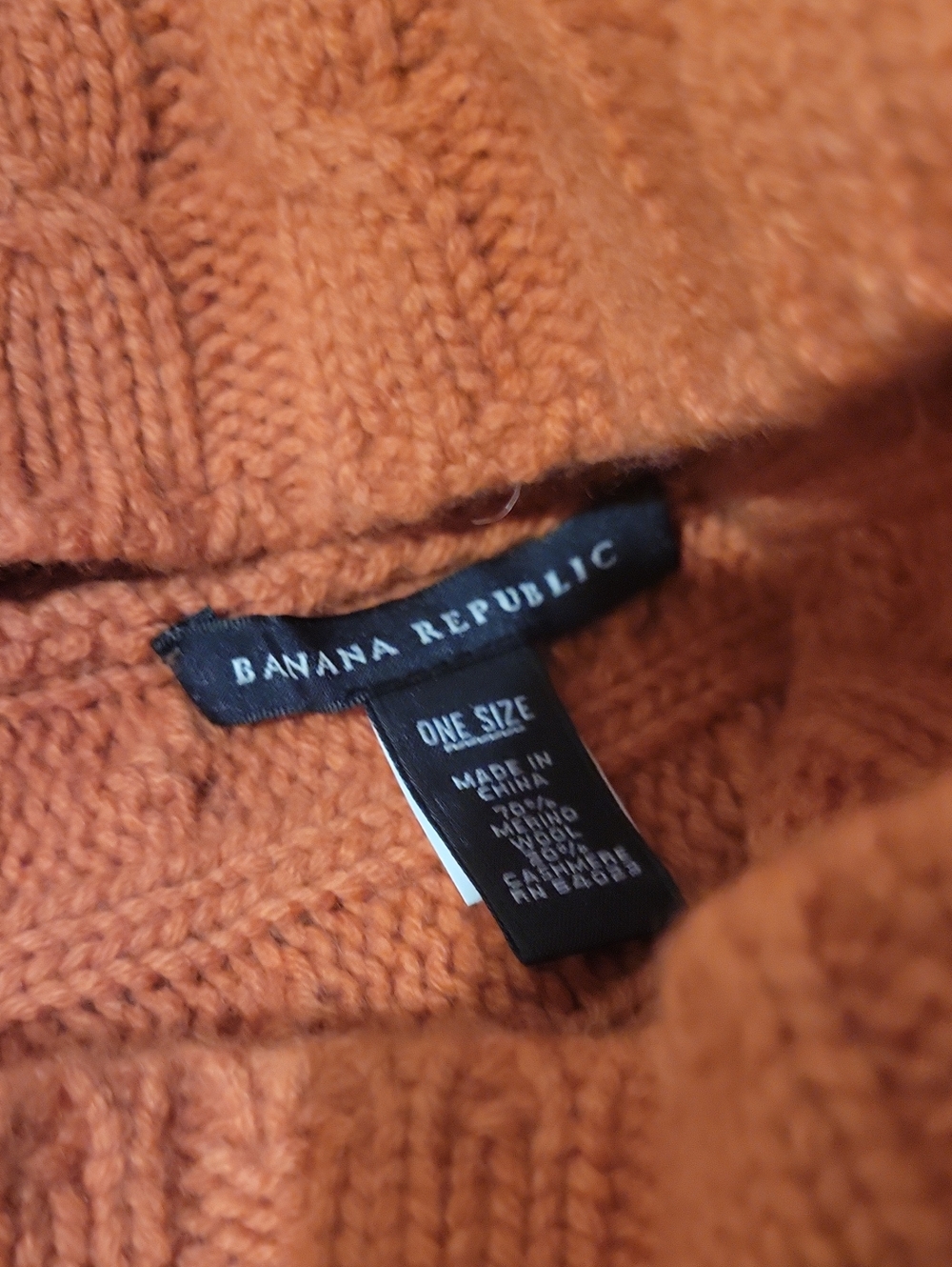Banana Republic Orange Cable Knit Merino-Cashmere Beanie Hat & Gloves Set NEW - Picture 12 of 12